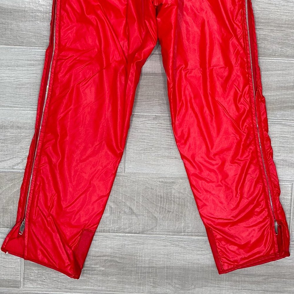 Vintage Sir Jac Nylon Puffer Side Zip Button Pants in Red Unisex Men’s Size M - Picture 11 of 16